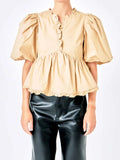 Sleeve Peplum Blouse DJPT
