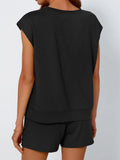 Neck Cap Sleeve Top and Shorts Set DJPT