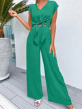Front Top and Wide Leg Pants Set DJPT