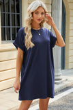 Neck Rolled Short Sleeve Tee Dress DJPT
