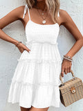 Frill Spaghetti Strap Tiered Dress DJPT