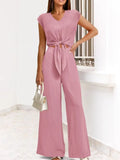 Front Top and Wide Leg Pants Set DJPT