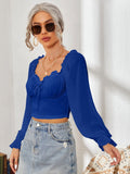 Sweetheart Neck Flounce Sleeve Top DJPT