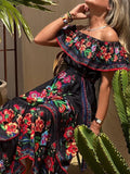 Off Shoulder Ruffle Maxi Dress DJPT
