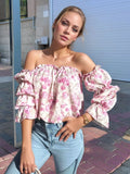 Off-Shoulder Flounce Sleeve Blouse DJPT