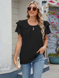 Neck Ruffled Layered Sleeve Blouse DJPT