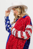 American Flag Sequin Snap Down Shirt DJPT