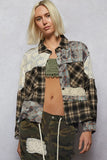 Lace Patchwork Plaid Oversized Shirt DJPT
