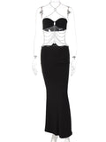 Black Cut Out Chain Halter Neck Bodycon Photoshoot Elegant Maternity Maxi Dress Maternity