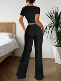 Top and Wide Leg Pants Matching Set DJPT