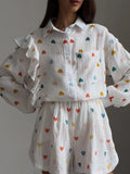 Heart Print Shirt and Shorts Set DJPT