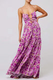 Print Tie Front Tiered Maxi Dress DJPT
