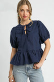 Tie Front Puff Sleeve Blouse DJPT
