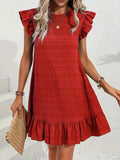 Size Ruffled Flutter Sleeve Textured Mini Dress Plus Size DJPT