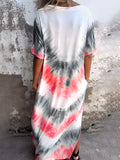 Size Pocketed Tie-Dye Short Sleeve Dress DJPT