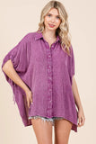 Mineral Wash Loose Fit Button Down Shirt DJPT