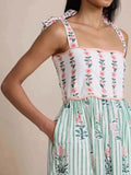 Striped Maxi Cami Dress with Tie Straps DJPT