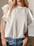 Layered Ruffled Flutter Sleeve Blouse DJPT