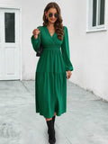 Neck Long Sleeve Midi Dress DJPT