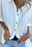 Size Casual Button Down Short Sleeve Loose Shirt Plus Size DJPT