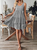 Striped Tiered Ruffle Tank Dress DJPT