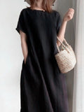 Size Casual Round Neck Midi Dress Plus Size DJPT