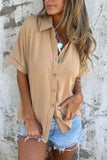 Size Casual Button Down Short Sleeve Loose Shirt Plus Size DJPT