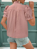 Frill Notched Short Sleeve Blouse DJPT