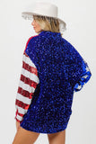 American Flag Sequin Snap Down Shirt DJPT