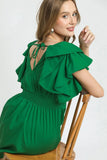 Double Ruffle Sleeve Fit and Flare Dress DJPT