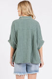 Mineral Wash Gauze Dolman Sleeve Button Down Shirt DJPT
