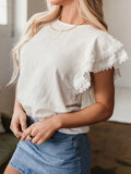 Layered Ruffled Flutter Sleeve Blouse DJPT