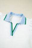 Ruffled Sleeve Collared V Neck Blouse DJPT