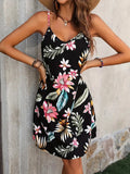 Size Printed V-Neck Cami Dress DJPT