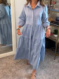Size Tiered Button-Front Maxi Shirt Dress Plus Size DJPT