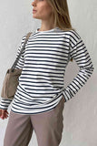 Neck Striped Dropped Shoulder T-Shirt DJPT