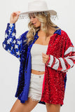 American Flag Sequin Snap Down Shirt DJPT
