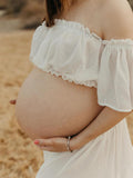 Solid Color Bohemian Off Shoulder Backless Ruffle 2 piece set Photoshoot Maternity Maxi Dress Maternity