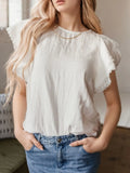 Layered Ruffled Flutter Sleeve Blouse DJPT
