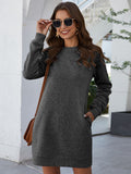 Lane Round Neck Long Sleeve Mini Dress with Pockets DJPT