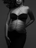 Black Cut Out Chain Halter Neck Bodycon Photoshoot Elegant Maternity Maxi Dress Maternity