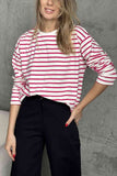 Neck Striped Dropped Shoulder T-Shirt DJPT