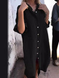 Size Casual Linen Button-Down Shirt Dress Plus Size DJPT