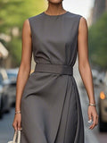 Neck Sleeveless Midi Dress DJPT