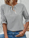 Round Neck Half Sleeve Casual Blouse DJPT
