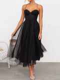 Neck Tulle Midi Dress DJPT