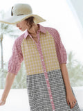 Mixed Gingham Shirt Dress DJPT