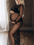 Black Tulle Pregnancy Dress Grenadine Sheer?Maternity?Photoshoot Dress Maternity