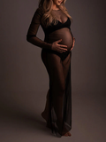 Black Tulle Pregnancy Dress Grenadine Sheer?Maternity?Photoshoot Dress Maternity