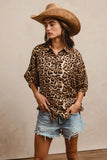 Leopard Prints Overseized Short Sleeves Top DJPT
